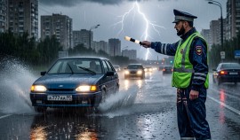 Госавтоинспекция ЧР призывает водителей быть внимательнее в условиях дождливой погоды