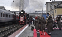 Грозный торжественно встретил ретро-поезд «Победа»