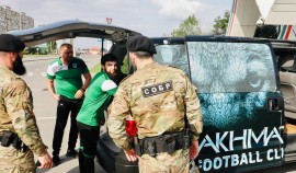 Росгвардия обеспечила безопасность на футбольном матче РПЛ «Ахмат» - «Балтика» в Грозном