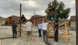 В Серноводском районе строится современная детская спортивная площадка