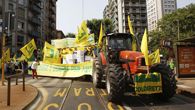 В Италии фермеры вышли на митинг против антироссийских санкций