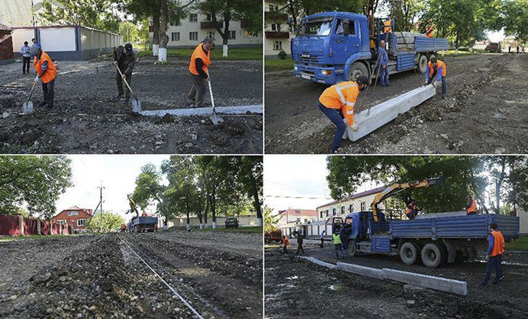 В октябрьском районе Грозного ремонтируют дорожное полотно
