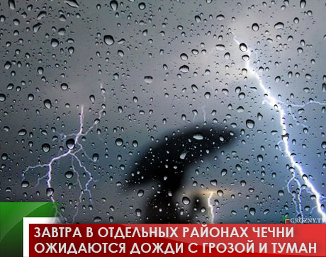 Завтра в отдельных районах Чечни ожидаются дожди с грозой и туман 